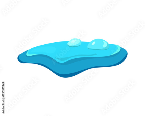Flat vector illustration of a blue goo puddle with glossy highlights. Decorative liquid blob for playful graphics, banners, stickers, posters, or game interfaces.