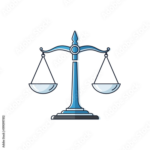 A blue illustration of a balance scale.