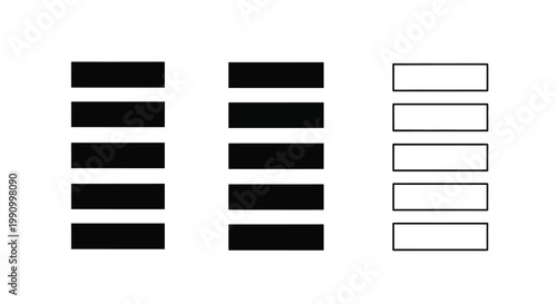 Abstract arrangement of black and white rectangles forming a visual pattern silhouette