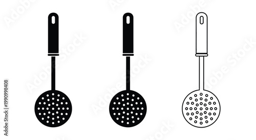Three kitchen utensils displayed as black shapes a striking silhouette