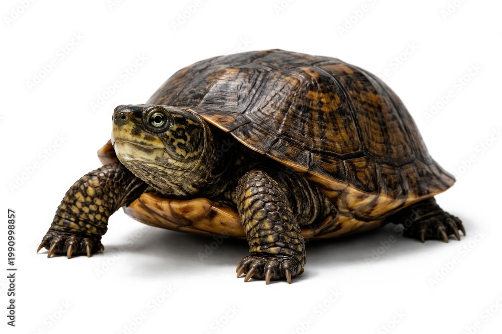 Obraz premium Terrapene Coahuila turtle standing alone against white background
