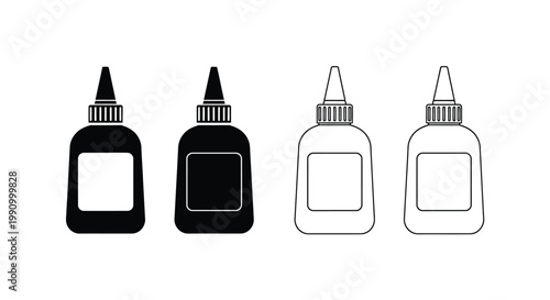 Four super glue bottles in varying shades a minimalist silhouette