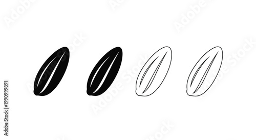 Four bean shapes displayed with varying degrees of fill silhouette