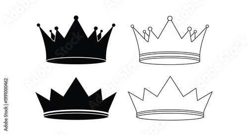 Four royal crowns displayed in varying styles a striking silhouette