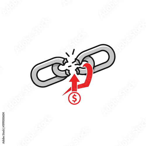 Breaking free from financial chains concept.