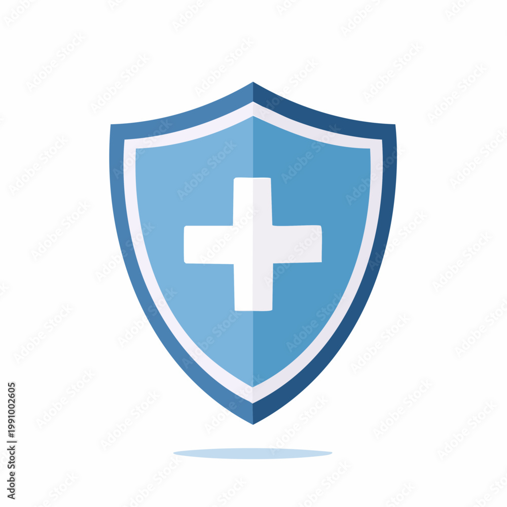 Obraz premium Blue shield with white cross icon