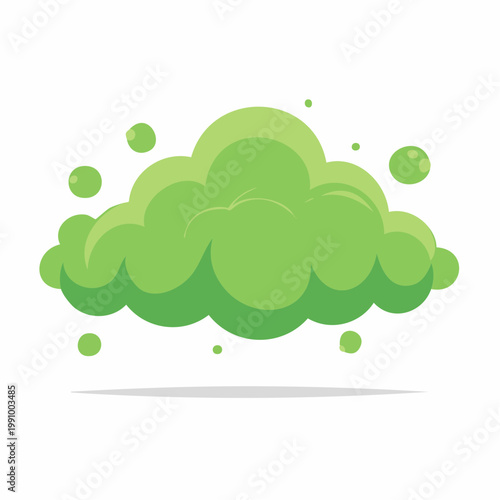 Green gas cloud with bubbles, flat illustration