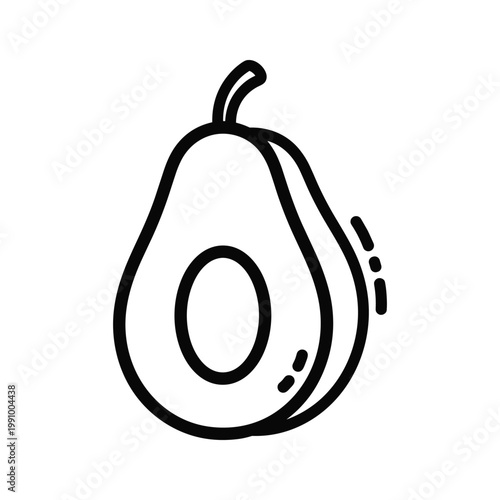 Avocado Half Slice Line Art Food Icon