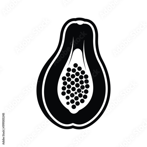 Papaya Slice Icon Tropical Fruit Food Concept
