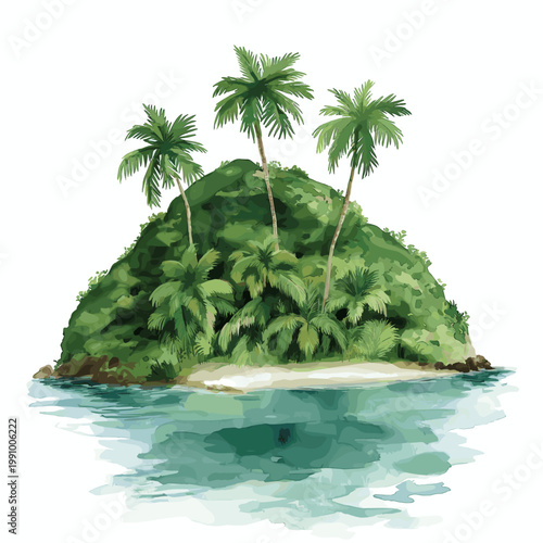Bioko Island. Bioko Island hand drawn watercolor illustration on white background