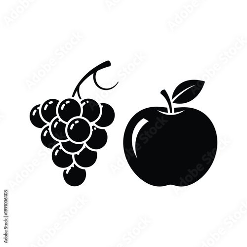 Fruit Icons Grapes Apple Healthy Food Choices