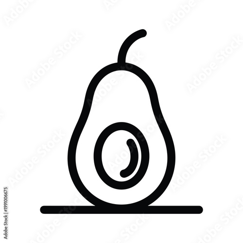 Avocado Half Icon Food Icon Healthy Ingredient Organic Produce