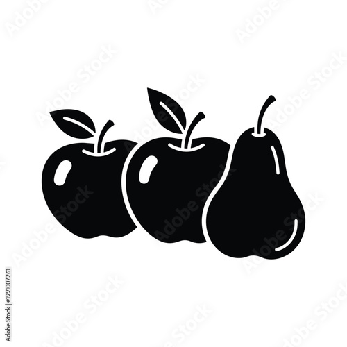 Apple Pear Duo Fresh Fruits Business Icons