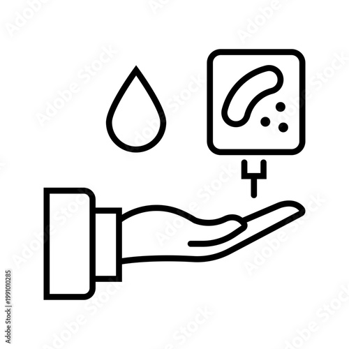 Blood test icon. Healthcare and diagnostics line symbol. Black and white.