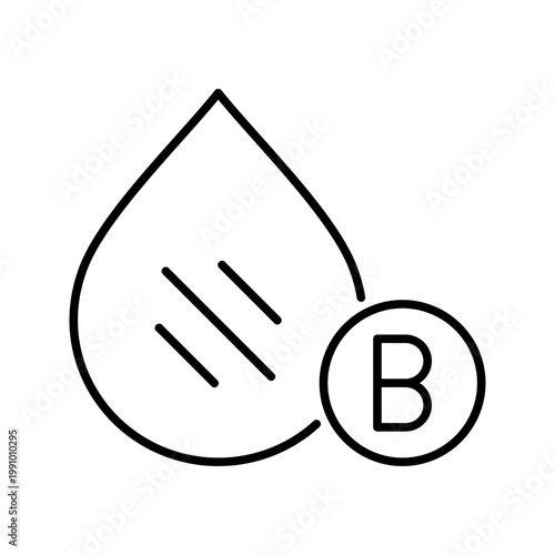 Blood type b icon. Healthcare and blood typing line symbol. Black and white.