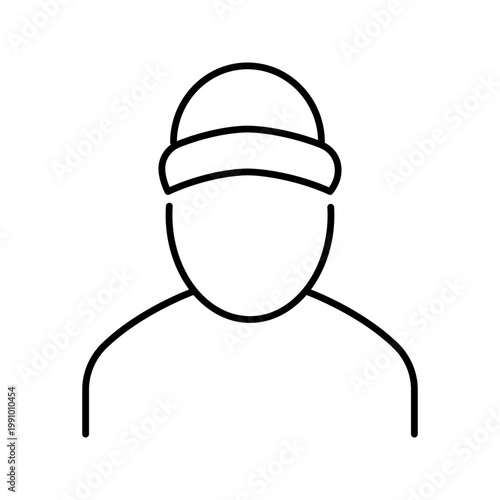Computer hacker icon. Technology and cybersecurity line symbol. Black and white.