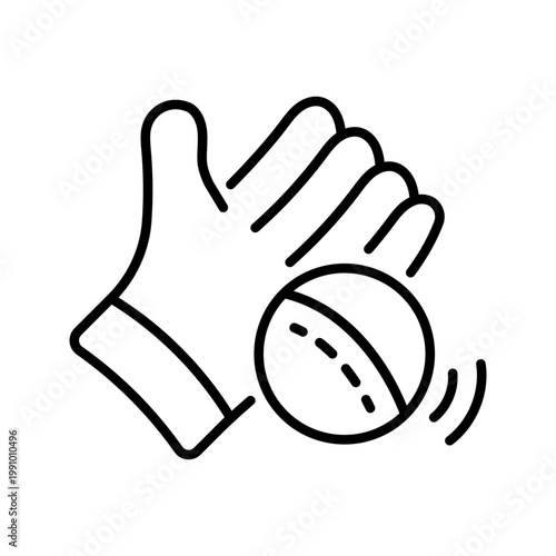 Cricket ball icon. Sports and cricket line symbol. Black and white.