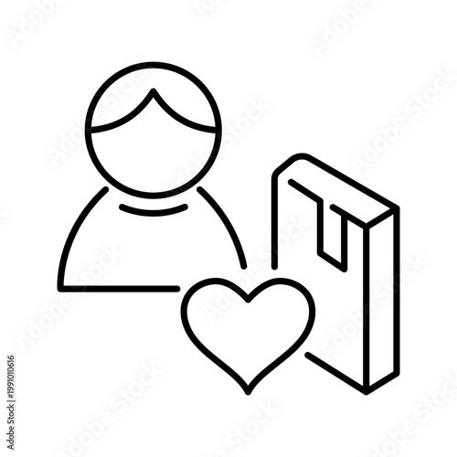 Favorite audiobook icon. Education and audiobooks line symbol. Black and white.