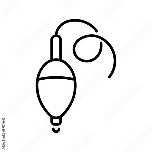 Fishing float icon. Recreation and fishing tackle line symbol. Black and white.