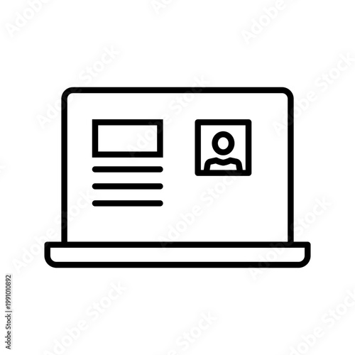 Identity document icon. Business and digital identity line symbol. Black and white.