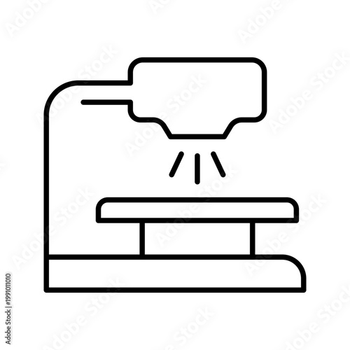 Mri scanner icon. Healthcare and diagnostic imaging line symbol. Black and white.