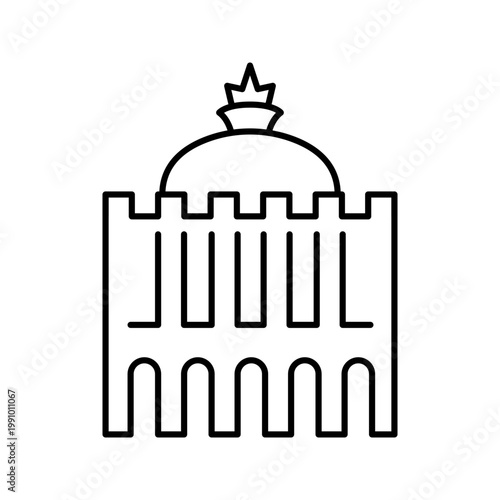 Paris invalides icon. Travel and landmark line symbol. Black and white.