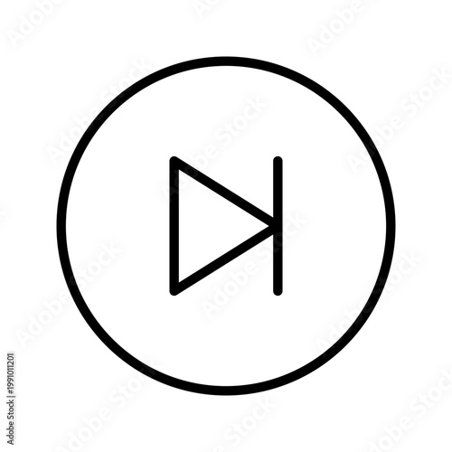 Rewind button icon. Technology and playback control line symbol. Black and white.