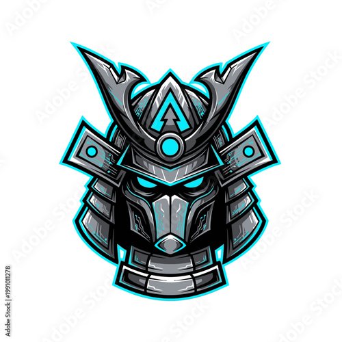 Illustration of a samurai helmet head.