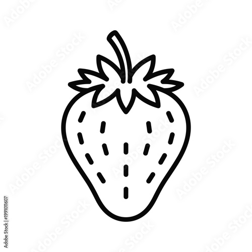 Strawberry Icon Fruit Outline Symbol Vector Art
