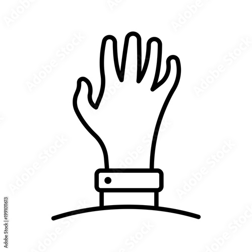 Zombie hand icon. Holiday and halloween line symbol. Black and white.