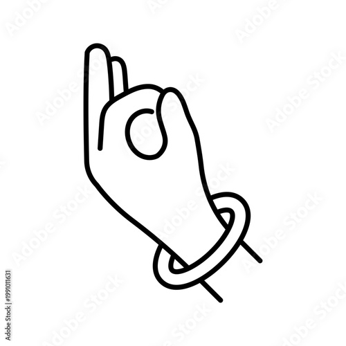 Yoga mudra icon. Lifestyle and yoga line symbol. Black and white.
