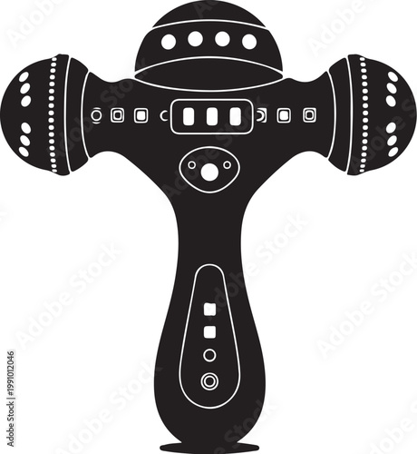 Black fidget spinner, stress reliever, anxiety toy, vector illustration, fidget toy