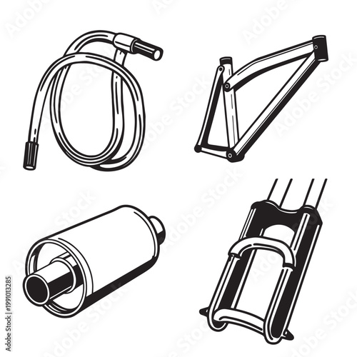Automotive Cable, Frame and Motor Components Technical Illustration