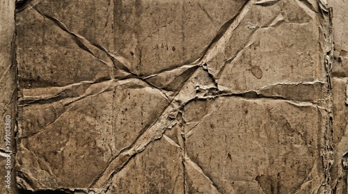 Brown paper texture background with cracks and tears