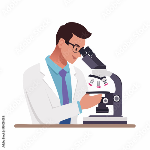 Scientist Looking Through a Microscope in a Lab