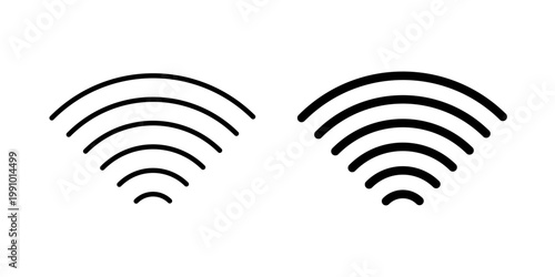 WiFi icon in stroke and solid fill styles, isolated on white background. Ideal for network connectivity, internet access, and signal indicators.