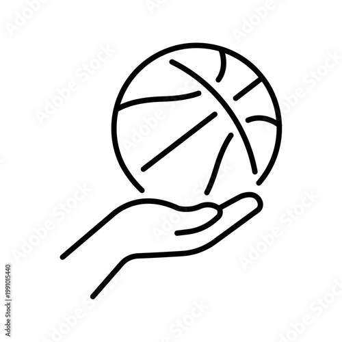 Basketball hand icon. Sports and basketball line symbol. Black and white.