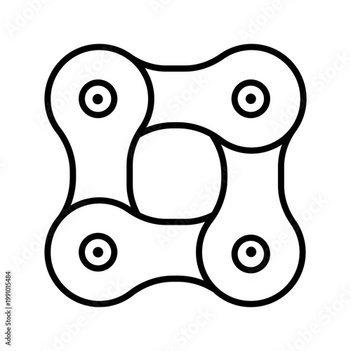Bike chain icon. Industry and bicycle parts line symbol. Black and white.