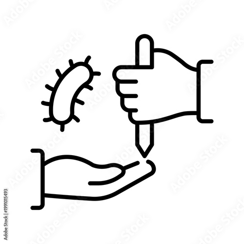 Blood infection test icon. Healthcare and diagnostics line symbol. Black and white.