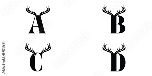 Elegant Deer Head Logo with Antlers Vector Design