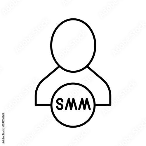 Internet marketer icon. Business and social media marketing line symbol. Black and white.