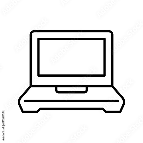 Laptop computer icon. Electronics and laptops line symbol. Black and white.