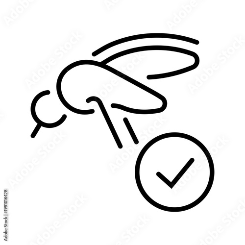 Mosquito disease icon. Healthcare and vector borne disease line symbol. Black and white.