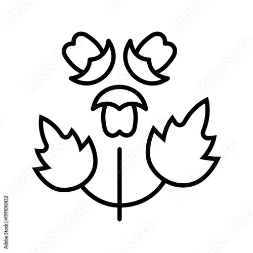 Motherwort plant icon. Science and medicinal plant line symbol. Black and white.