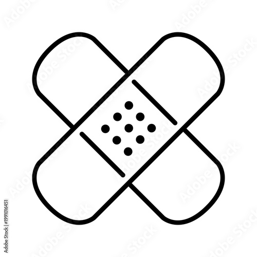 Nicotine patch icon. Healthcare and smoking cessation line symbol. Black and white.