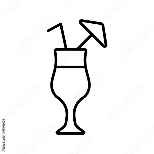 Pina colada icon. Food and cocktails line symbol. Black and white.
