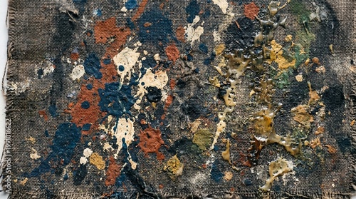 Abstract art on canvas with splatters of paint