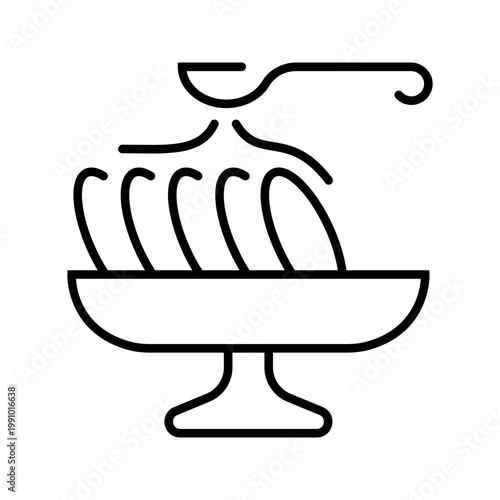 Ratatouille dish icon. Food and vegetable dish line symbol. Black and white.