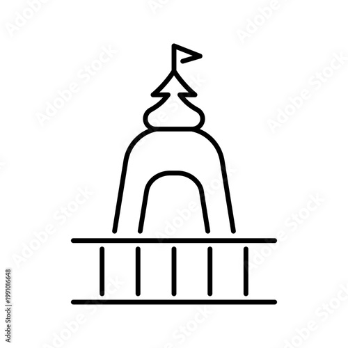 Ratha chariot icon. Culture and religious festival line symbol. Black and white.