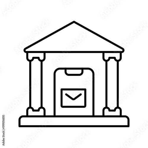 Sms phishing icon. Technology and cybersecurity line symbol. Black and white.